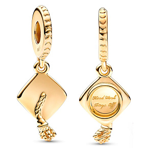 Charm Sterling Silver 925 Gold Plated Graduation - Graduation Cap - Hard work pays off, Graduate Pendant Bracelet