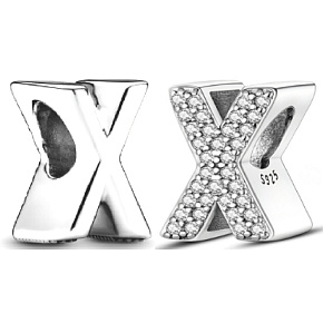 Charm Sterling silver 925 Alphabet letter X, bead for bracelet