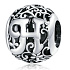 Magic alphabet letter H, silver, with flowers, bracelet pendant 9 mm