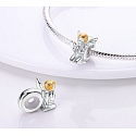 Charm Sterling silver 925 Praying angel bead on bracelet symbol