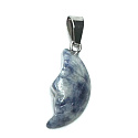 Sodalite Moon pendant natural stone, hand cut figurine 2,2 x 10 mm, stone communication