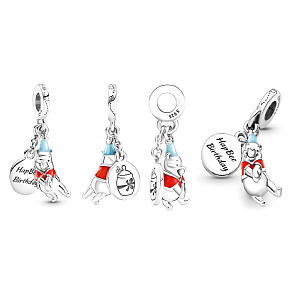 Sterling Silver 925 Disney Winnie the Pooh - Birthday Winnie the Pooh, 2in1 Birthday Pendant Bracelet Sterling Silver 925 Disney Winnie the Pooh - Birthday Winnie the Pooh, 2in1 Birthday Pendant Bracelet
