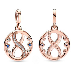 Charm Sterling Silver 925 Infinity Symbol Rose - Mini Medallion, Pendant Bracelet Symbol