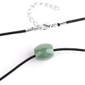 Jade Burmese green natural stone bead on leather 1.5 x 1.4 cm, love luck