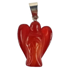 Red Agate Guardian Angel Pendant Natural Stone 2 - 2.2 cm, provides courage and strength