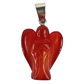 Red Agate Guardian Angel Pendant Natural Stone 2 - 2.2 cm, provides courage and strength