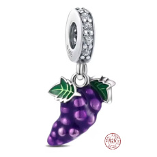 Charm Sterlingové stříbro 925Hrozen, přívěsek na náramek, symbol hojnosti, radosti a životní energie, jídlo