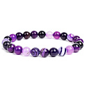 Agate purple bracelet elastic natural stone, ball 8 mm / 16 - 17 cm