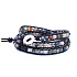 Agate Indian brown leather bracelet natural stone wrap hand knitted bead 4 mm / 34 + 5 cm cm, clasp, adds recoil and strength