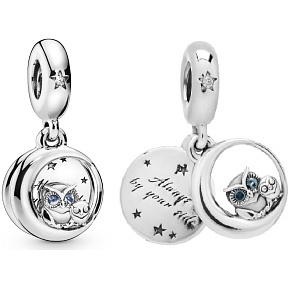 Sterling silver 925 Owl - Always by your side, 2in1 pendant for bracelet family