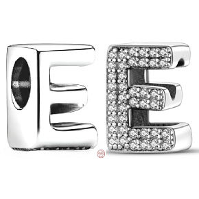 Sterling silver 925 Alphabet letter E, bead for bracelet