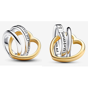 Charm Sterling silver 925 Heart and circle - Love makes us family, bead on bracelet family