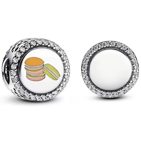 Charm Sterling silver 925 French macaroons for engraving, bead for bracelet food