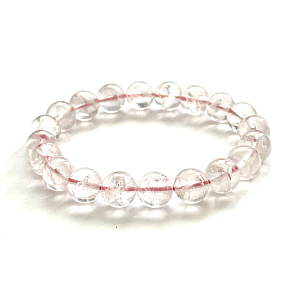 Azeztulite pink bracelet elastic natural stone 9 mm / 16-17 cm high frequency energy, stone of light and clarity Azeztulite pink bracelet elastic natural stone 9 mm / 16-17 cm high frequency energy, stone of light and clarity