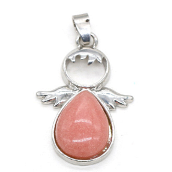 Avanturine pink Angel guardian pendant natural stone 3,5 x 2,5 mm, stone of happiness and prosperity