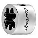 Charm Sterling silver 925 Cut out four-leaf clover - Happiness and Courage, bead for bracelet nature