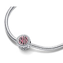 Charm Sterling silver 925 Charm with zebra print pink, bead on bracelet animal