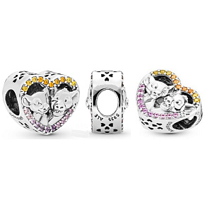 Charm Sterling silver 925 Disney Lion King - Simba and Nala, bead for bracelet