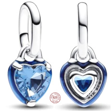 Charm Sterling silver 925 Blue Heart - Mini medallion, love bracelet pendant