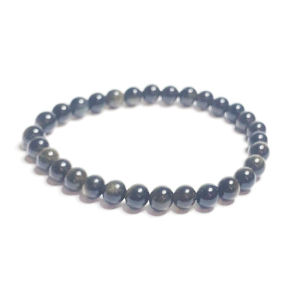 Obsidian zlatý náramek elastický přírodní kámen záchrany