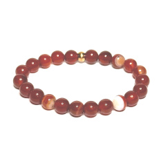 Agate red bracelet elastic natural stone, bead 8 mm / 16-17 cm, adds recoil and strength