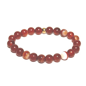 Agate red bracelet elastic natural stone, bead 8 mm / 16-17 cm, adds recoil and strength