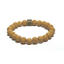 Lava yellow with royal mantra Om, bracelet elastic natural stone, ball 8 mm / 16-17 cm, born of the four elements