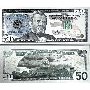 Talisman silver plated 50 USD dollar note Talisman silver plated 50 USD dollar note