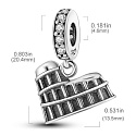 Sterling silver 925 Rome Colosseum, travel bracelet pendant