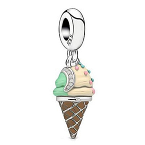 Sterling silver 925 Ice cream cone, bracelet pendant, food and drink