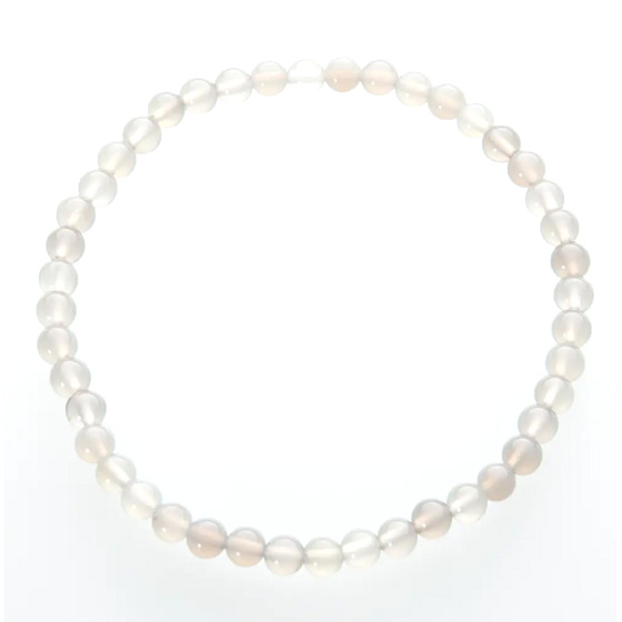 Agate grey bracelet elastic natural stone, ball 4 mm / 19 cm