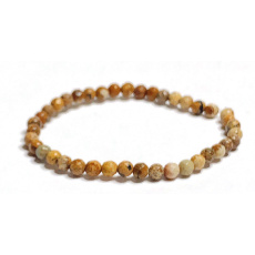Jasper picture facet bracelet elastic natural stone, ball 4 mm / 16 - 17 cm, stone of positive energy