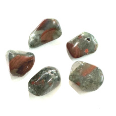 Heliotrope / Bloodstone JAR drilled pendant natural stone, approx. 3 cm, stone of courage