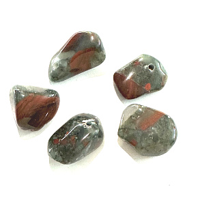 Heliotrope / Bloodstone JAR drilled pendant natural stone, approx. 3 cm, stone of courage Heliotrope / Bloodstone JAR drilled pendant natural stone, approx. 3 cm, stone of courage