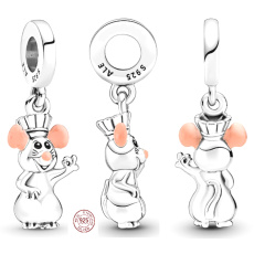 Charm Sterling silver 925 Disney Remy rat, bracelet pendant