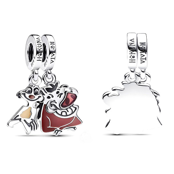 Charm Sterling silver 925 Disney Lion King Timon and Pumba 2in1, movie bracelet pendant
