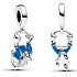 Charm Sterling silver 925 Disney Donald Duck with blue enamel, movie bracelet pendant