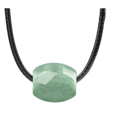 Jade Burmese green natural stone bead on leather 1.5 x 1.4 cm, love luck