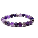 Amethyst chevron bracelet elastic natural stone, 8 mm bead / 16 - 17 cm, stone of kings and bishops