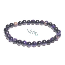 Tiger eye purple bracelet elastic natural stone, ball 6 mm / 16-17 cm, stone of the sun and earth, brings luck and wealth Tiger eye purple bracelet elastic natural stone, ball 6 mm / 16-17 cm, stone of the sun and earth, brings luck and wealth