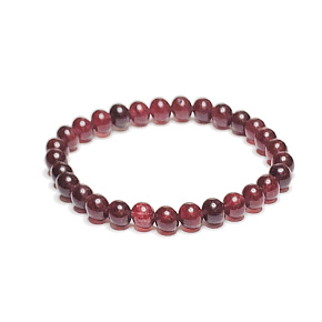 Garnet red elastic bracelet, ball 6 mm / 16 - 17 cm, stone of fire, love