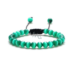 Cat's eye green bracelet natural stone hand knitted, adjustable size, ball 6 mm Cat's eye green bracelet natural stone hand knitted, adjustable size, ball 6 mm