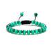 Cat's eye green bracelet natural stone hand knitted, adjustable size, ball 6 mm