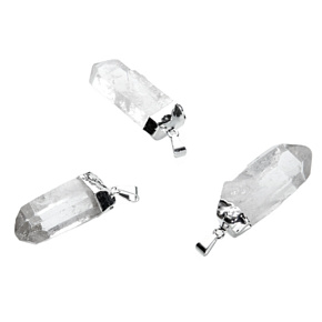 Crystal spike in metal pendant natural stone 3,5 - 4,5 cm 1 piece, stone stones
