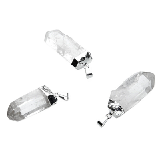 Crystal spike in metal pendant natural stone 3,5 - 4,5 cm 1 piece, stone stones
