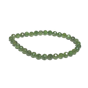 Diopsid facet bracelet elastic natural stone, bead 5 mm / 16-17 cm, double cleansing stone