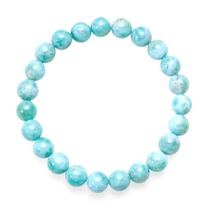 Larimar bracelet elastic natural stone, ball 7 mm / 16 - 17 cm, stone of mythical Atlantis