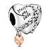Sterling silver 925 Heart with chain Keep me safe, bead for bracelet love