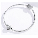 Charm Sterling silver 925 Heart footprint bead on bracelet family