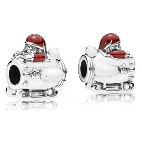 Sterling silver 925 Santa in space, spaceship, Christmas bracelet bead Sterling silver 925 Santa in space, spaceship, Christmas bracelet bead